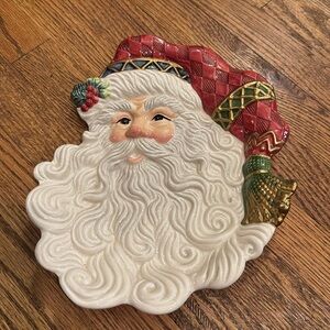 ❤️🎄 FITZ AND FLOYD | Santa Figure Canape Plate | Jolly Ole St. Nick ❤️🎄❤️